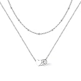 Bestyle Collana Iniziale D Oro Collana a Girocollo a Doppia Pila Cuore Lettera A-Z Ciondolo Piccolo Regalo Compleanno 40+5CM Regolabile