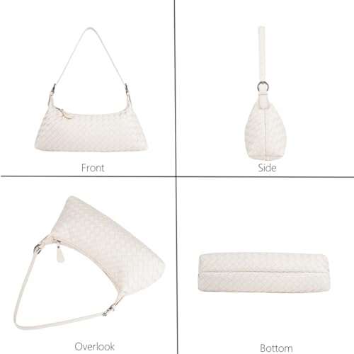 Woven Shoulder Bags for Women, Small Crossbody Handbags Vegan Leather Hobo Purse Trendy Crescent Tote Bag Cute Clutch2