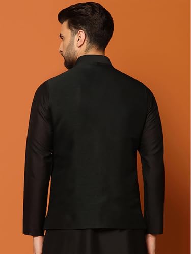 Image of Kisah Men's Cotton Blend Embroidered Nehru Jacket Regular Fit | Designer Ethnic Layering | Wedding & Occasion Wear