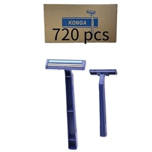 720 Pcs konga Disposable Razors Bulk with Clear Safety Cap Wrapped Twin Blade Shaving Razors for Men, Stainless Steel Blade, for Professional or Home Use, grey