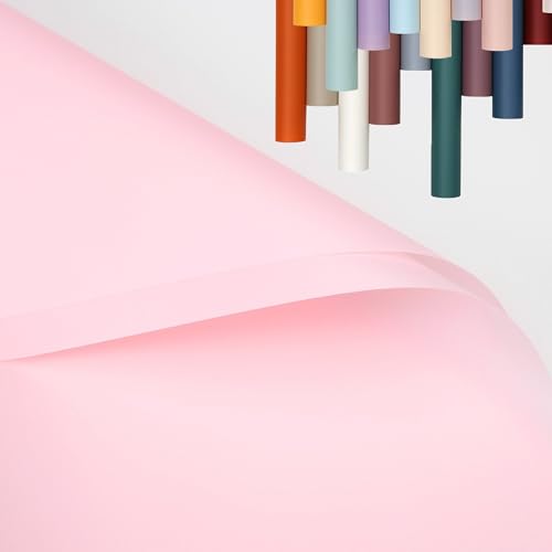 Pack de 20 Hojas de Celofán Rosa 58x58 CM Sugar Medio Transparente para Envolver Ramo, Envolver Regalos Impermeable, Suministros de Ramo de Floristería, Hojas de Polipropileno,Blonda Decorativa (Rosa)