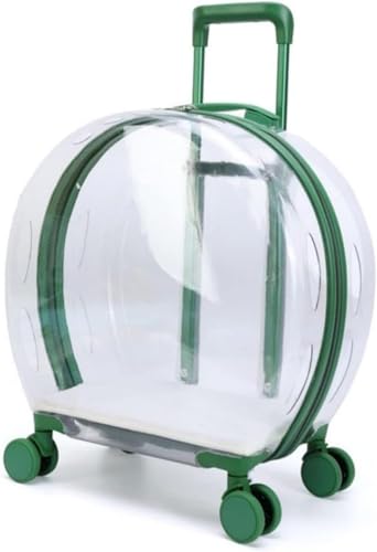 Ambety 猫スーツケース キャスター付き ペットカート リュックキャリーバッグ ペット用スーツケース 犬 猫用 透明 キャリーバッグ 通気性 散歩 旅行 通院 防災用 旅行 外出 軽量 可愛い (グリーン,こうめん金)