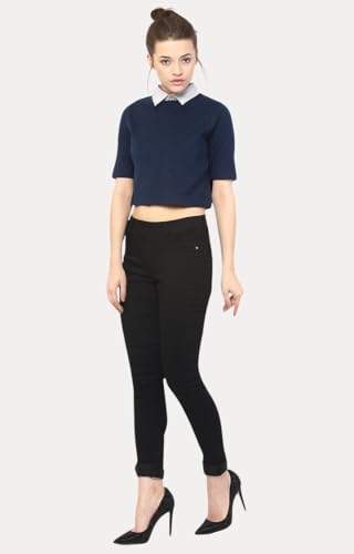 Image of Miss Chase Women's Round Neck Half Sleeves Cotton Lace and Pearl Detailing