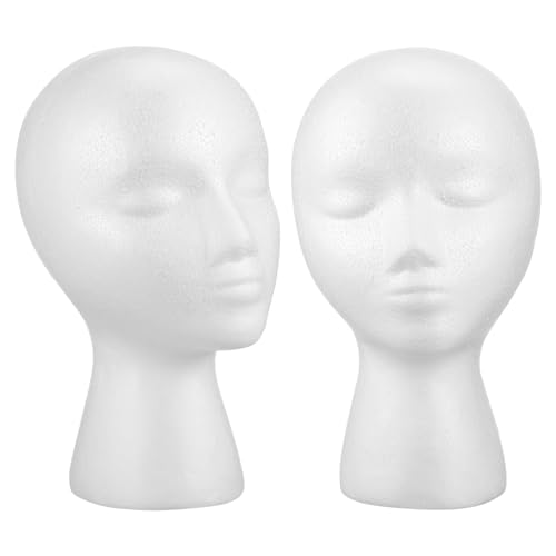 GALPADA 2 Piezas Molde De Cabeza De Espuma Maniquí Modelo De Cabezal De Pantalla Polietileno (pe) Blanco