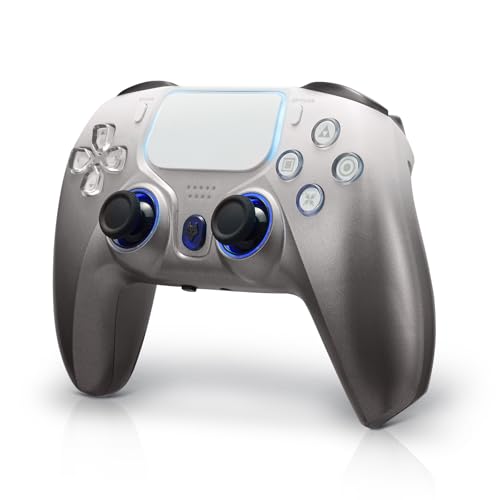 NBCP For PS4 Wireless Controller, Compatible With PS4/PS3/PC/iOS/Android,Six-Axis Gyroscope, Dual Vibration,1200mAh Battery,Dual Hall Effect Triggers,Touchpad,Turbo Function (Grey)