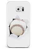 Inspired Cases - 3D Textured Galaxy S6 Case - Rubber Bumper Cover - Protective Phone Case for Samsung Galaxy S6 - Baseball Bursting Through - White