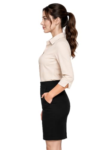 Image of Blue Ronin Womens 3 /4 Sleeve Formal Shirt for Office Wear | Soft Fabric Smart Fit Professional Shirt for Work, Meetings, Corporate & Business Style