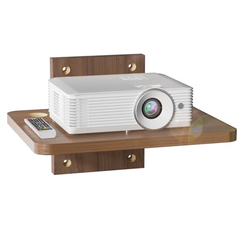WALI Floating TV Shelf, 1 Tier Projector Shelf for DVD Players, Routers, Game Consoles, Cable Boxes, Living Room Decor Accessories, Wall Mount Shelves Holds Up to 22lbs (CS201N), 1-Shelf, Walnut Brown