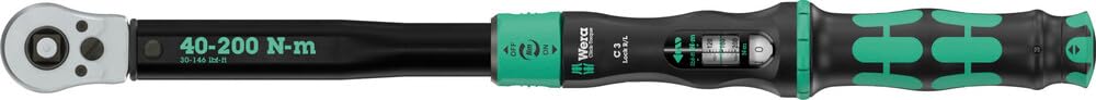 Wera Click-Torque Lock C 3 R/L Llave dinamométrica, ajustable, función Torque, cuadradillo pasante (1/2"), apriete derecha/izquierda, 40-200 Nm, 1/2" x 40-200 Nm