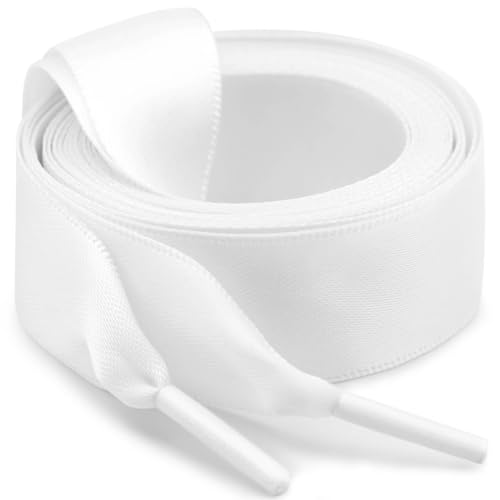 Image of Flat Satin Ribbon Shoelaces WEGOODZF 2cm Wide Shoestrings for Women Girls[2 Pair]