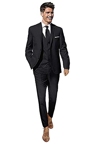 Wemaliyzd Mens Regular Fit 3 Piece Suit for Wedding Evening Single Breasted Vest Pants