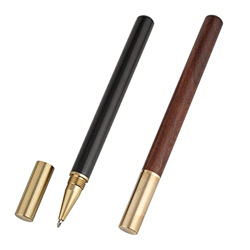 Ruixi 2Pc Brass Cap And Sandalwood Wooden Body Rollerball Pens 0.5Mm Point Black Ink With Extra Refills #TOP1
