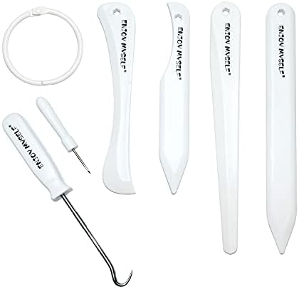 Enjoy Myself 7pcs Bone Folder and Scoring Tool, Paper Folding Tool, Bone Origami Creaser for Scrapbooking Card Making