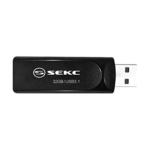 SEKC SKD6732G USB Drive, 32 GB, High Speed, USB 3.1 Compatible, Type-A Gen 1, Maximum Read Speed of 105MB/s, Slide Type, Black Cover