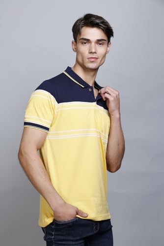 Image of SANE ORIGINALS T-Shirt for Men with Pocket || Textured Striped Polo for Men