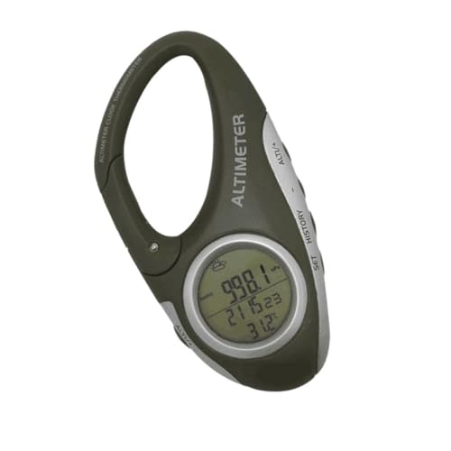 Abaodam Handheld Mountaineering Altimeter with Carabiner Practical Barometer and Thermometer for Simple Design Hiking Enthusiasts