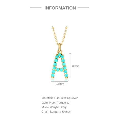 Collier initial turquoise cadeau d'anniversaire idéal en argent 925 - 5
