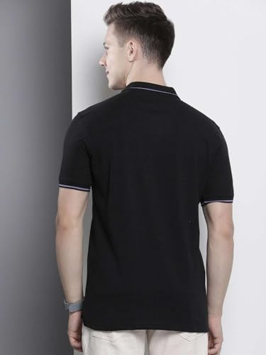 Image of The Indian Garage Co Men Slim Fit Solid Polo Neck Half Sleeves Tshirt