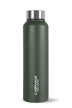 Caspian Astra Stainless Steel Water Bottle 1 ltr (Litre) for Fridge, Home, Office, School, Gym-Ideal for Adults, Men, Women, Kids, Boys, Girls-1000ml Leakproof, Rust free, Eco-Friendly, Military Green - image, photos