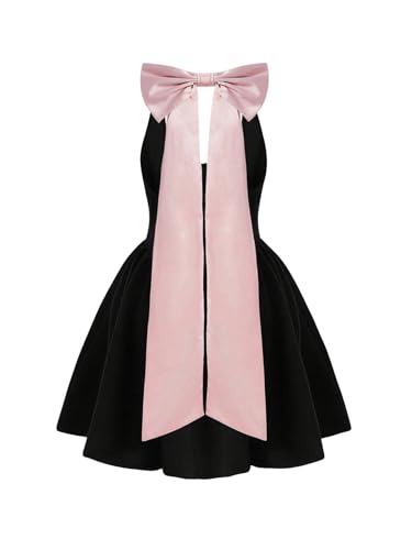 GORGLITTER Girl's Princess Bow Mini Dress Cute Sleeveless Ruffle Dress Tie Backless Halter Dresses