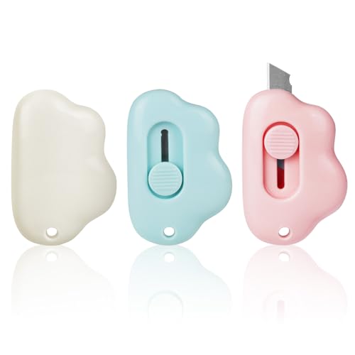 Lot De 6 Mini-couteaux Coupe-papier En Forme De Nuage - Lame Rétractable, Couleurs Vives - Pour Ouvrir Cartons, Enveloppes