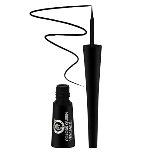 Image of COLORS QUEEN Very Matte Eyeliner | Quick Drying, Long Lasting Liquid Eyeliner | Fine Tip for Precise Application | Smudge Proof, Waterproof for Eye Makeup (Black, 5ml)