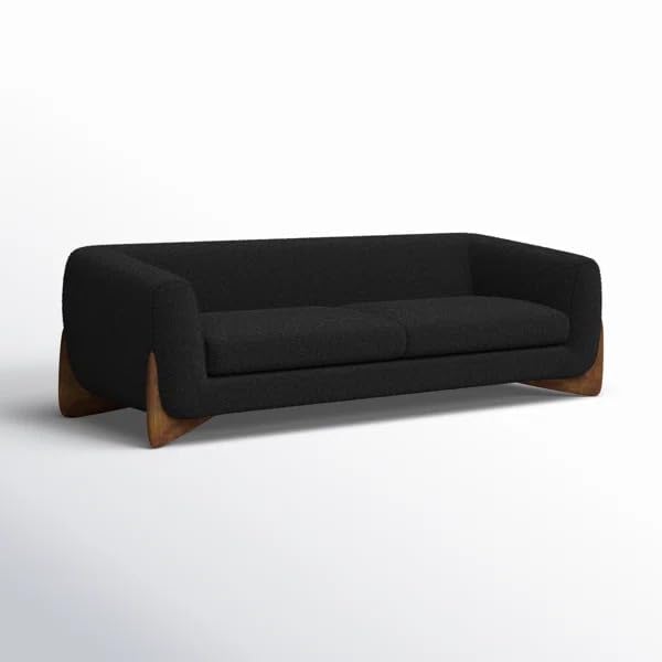 Image of Boucle Upholstered 3-Seater Sofa and Loveseat Olive Black