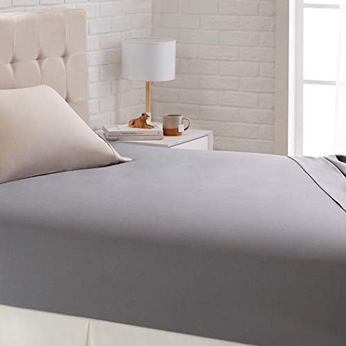 Amazon Basics Sateen Fitted Sheet, 90 x 200 cm, Dark Grey