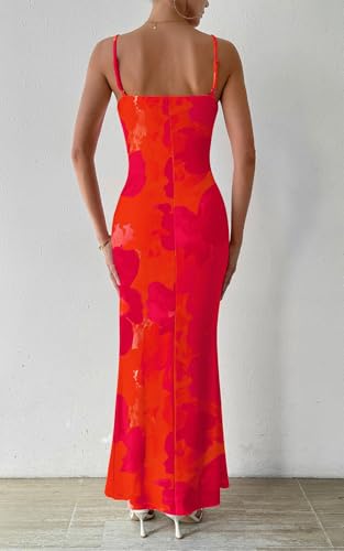 Image of PRETTYGARDEN Women's 2026 Summer Floral Spaghetti Strap Maxi Dress Stretch Sexy Bodycon Dress Backless Slip Long Dresses
