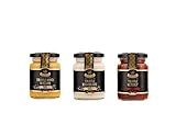 La Rustichella - Truffle Dip Sauces Set - Black Truffle Sauces: Ketchup 100gr, Mayonnaise 90gr, Sweet Honey Mustard 100gr