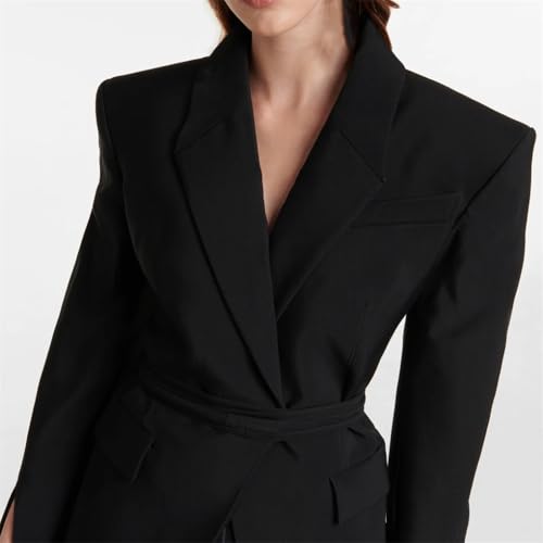 Women's V-Neck Lace Up Backless Slim Fit Suit Jacket, Solid Color Casual Temperament Suit Jacket4