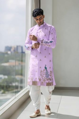 Image of Trustous Men's Pure Cotton Kurta Dhoti Set | Traditional Ethnic Wear for Festive, Wedding & Puja Occasion