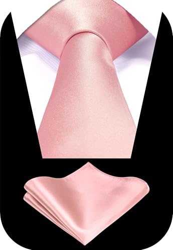 Image of TIE G Solid Satin Woven dyed Color Formal Black Necktie and Pocket Square Sets in Gift Box