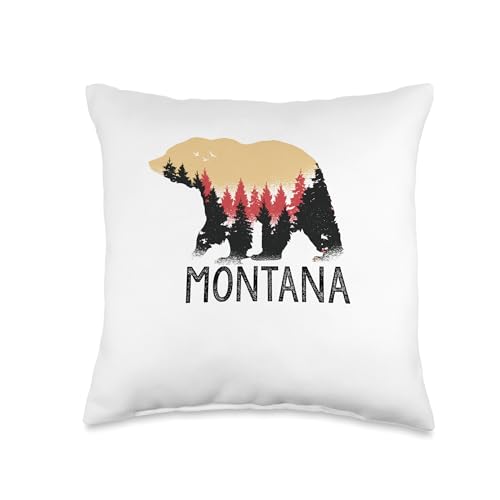 Montana Vintage Grizzly Bear Souvenir Gift Throw Pillow