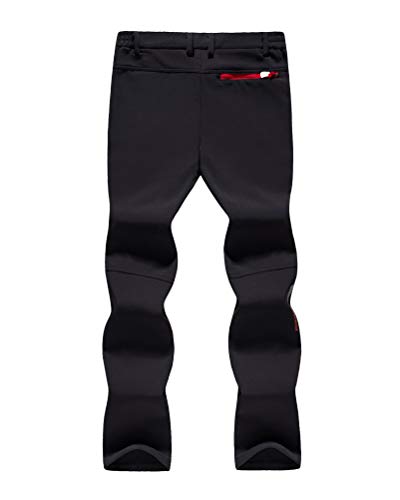 Minetom Damen Herren Wanderhose Outdoorhose Wasserdicht Softshellhose Winddicht Warm Gefüttert Winterhose Skifahren Schnelltrocknende Trekkinghose Damen Schwarz Small