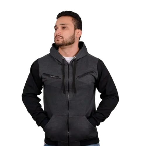 Moletom Blusa De Frio Jaqueta De Zíper Slim Casaco Com Capuz Masculino Feminino (BR, Alfa, GG, Regul