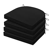 HARBOREST Outdoor Chair Cushions Set of 4, Water Resistant Patio Chair Cushions with Ties, Outdoor Seat Cushions for Patio Furniture, 17'x16'x2', Black
