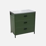 Modulo cucina da esterno in acciaio con 3 cassetti, 80cm Verde - 80x51x87.5 cm