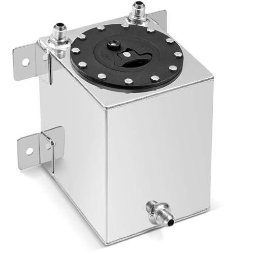 BDFHYK 1 Gallon Fuel Cell Gas Tank Aluminum Polished Sliver with Level Sender 7' (L) x 6.75' (W) x 8' (H) Racing Street Drift Strip Fuel Tank Fuel Cap
