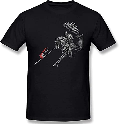 OIU967T16VXJ Winged Hussar Men's Graphic Cotton Short Sleeve T-Shirt Black (Medium)