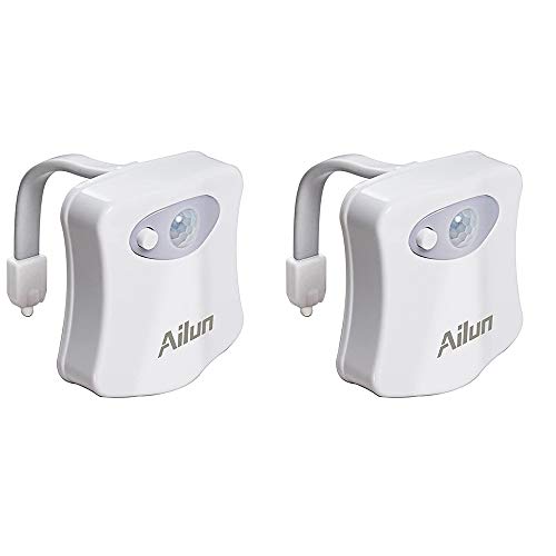 Lot de 2 lumières LED pour WC avec détecteur de mouvement couleur veilleuse LED pour homme, femme ou anniversaire pour enfants, idée cadeau amusante et...