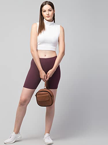 Image of Women's Cycling Shorts - Skin Fit Stretchable Tights for Gym, Sports, Running, Yoga & Layering Under Dresses - High-Waist, Seamless, Moisture-Wicking