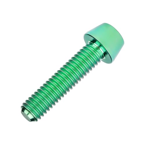 Image of Titanium Ti DIN912 M4 8 10 12 15 20mm Tapered Head Hex Bolts Bicycle Screws Pack of 6 (Green, M4x20mm)
