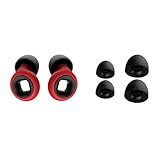 Concert Ear Plugs, High Fidelity Noise Cancelling Earplugs Hearing Protection for Musicians,Festivals,Raves Sleep,27dB Noise Reduction Reusable Foam＆Silicon Tips in (Red, Small Medium Lager)