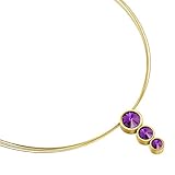 Elegante Edelstahlkette mit lila funkelndem Swarovski Steinen: Die Damenhalskette erhält durch die goldene Oberfläche einen besonders edlen Look, für Glamour sorgen die glitzer Swarovski Zirkonia