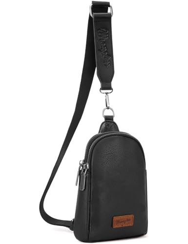 Image of Wrangler Small Sling Bag for Women, Leather Crossbody Bags Cross Body Purse Fanny Packs with Adjustable Strap for Gift