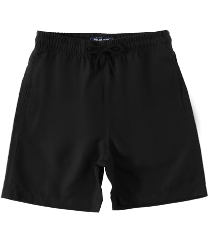 KAILUA SURF Boys Swim Trunks, High-Visibility Safety Colors and American Flag, Quick Dry Kids Shorts, Sizes 2T-16 (Black,7)