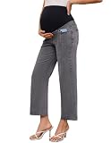 fitglam Women's Maternity Jeans Straight Leg Relaxed Fit Over Belly Comfy Denim Capris Pregnancy Cropped...