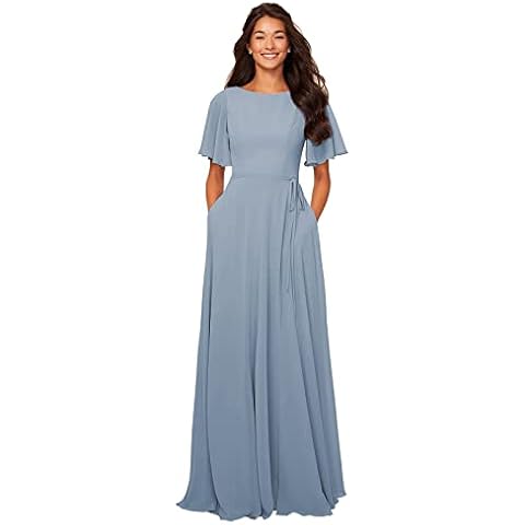 petyoo Dusty Blue Bridesmaid Dress Cover
