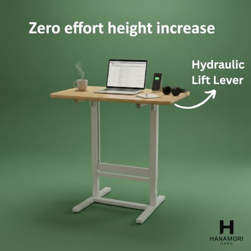 Image of Hanamori Rise: (Self-Installing) Height Adjustable Table - 3 Heights | Foldable - No Tools Needed Setup | Desk for WFH and Work | Study Table | Work Desk for Laptop /PC
